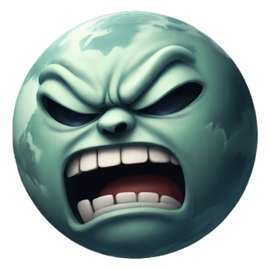 angry moon man attacking the earth sticker