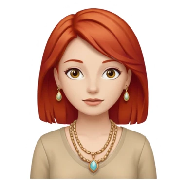 lady-in-beige-clothes-,-red-hair,-wearing-necklace sticker