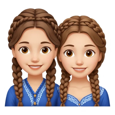 Russian duo girls with braided bohobrown hair sticker