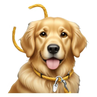 golden retriever holding a leash  sticker