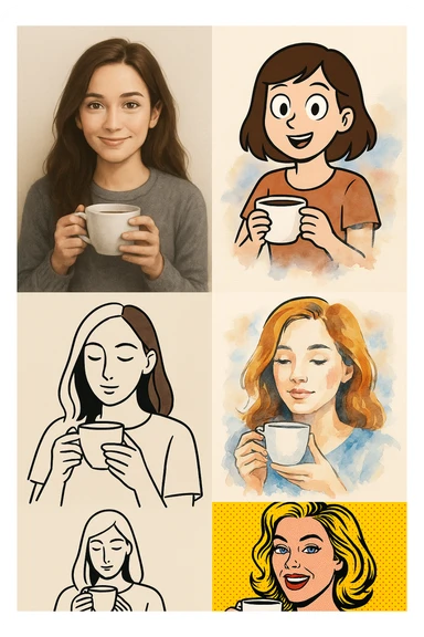 woman holding coffee, diverse styles 1 sticker