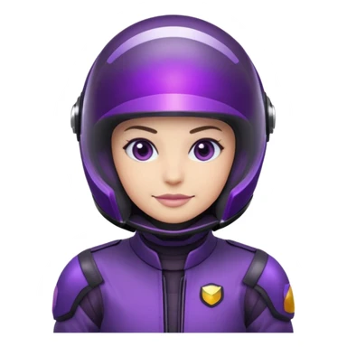 Créer un emoji avec une moto mt07 sport noir mate / violet iridescent très foncé. Avec une pilote dessus visière violet sombre faceless, bulle de la moto violet. Avec fond arrière violet, tenue complète casque inclus violet  sticker