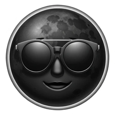 Black moon emoji with shades sticker