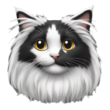 black and white cat long haired sticker