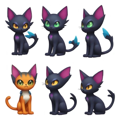 Cool Cute Edgy Chibi Cat-Noibat-Noivern-Litten-Pokémon-Fakémon-hybrid sticker