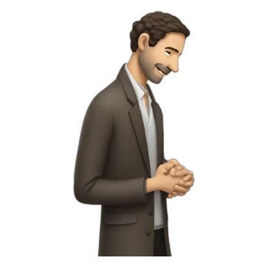 jewish man rubbing hands together side profile large nose sticker