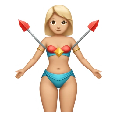 An emoji of a human waist with arrows pointing towards it. The waist is slightly curved, and the arrows emphasize the area, symbolizing body shape, weight, or core strength. Simple, clean, and cartoon-style design sticker