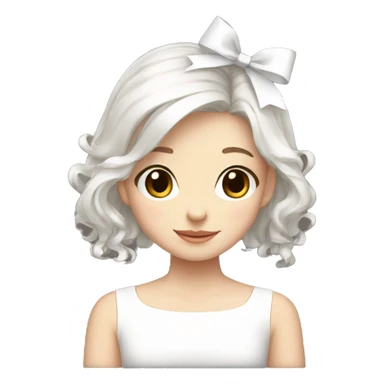 Cute white ribbon hair girl sticker