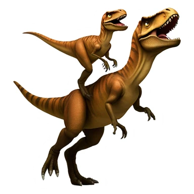 A T. rex riding another T. rex  sticker