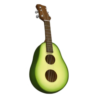 avocado half cut, playing a guitar sticker