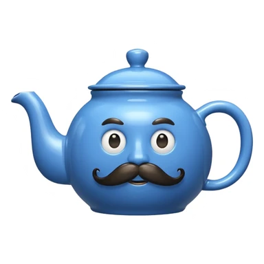 a blue teapot with mustache  sticker