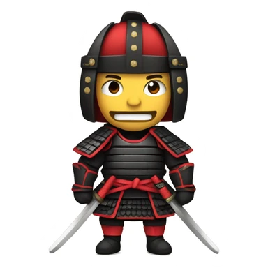 a samurai with black and red armour sticker