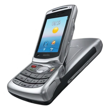 highly detailed closed silver Motorola Razr V3 2004, showcasing the iconic sleek clamshell design at a three-quarter angle sticker