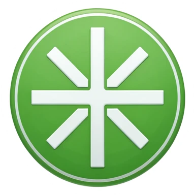 pure white plus sign centered on a solid green circle, apple emoji style, slightly thicker plus sign sticker