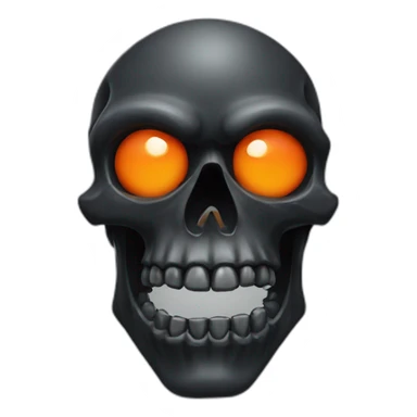 black skull, orange eye sockets, muscular jaw sticker