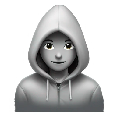 grayscale mysterious hooded boy in gloves sticker