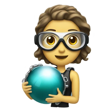 Female scuba diver holding a pearl sticker