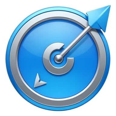 mac os icon conversion, rotation arrows, vivid blue, skeuomorphic sticker