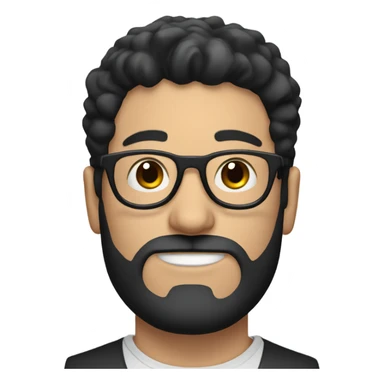 Brunette guy with circle beard; glasses; black hair sticker