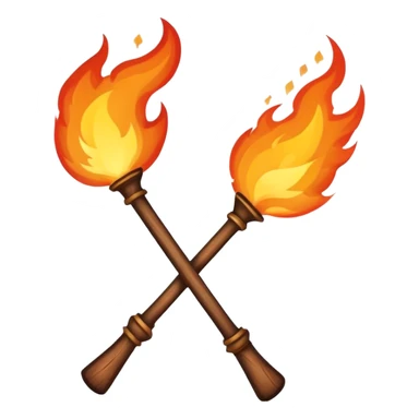 two magic wands with fire chunky crossed sticker