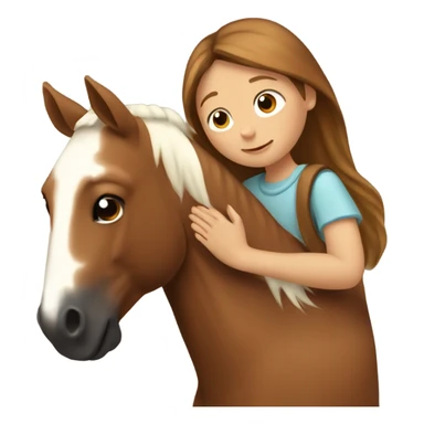 Girl hugging brown horse with white spots  sticker
