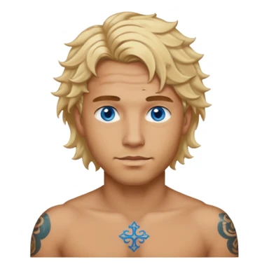 man with tattoo, blonde wavy hair sticker