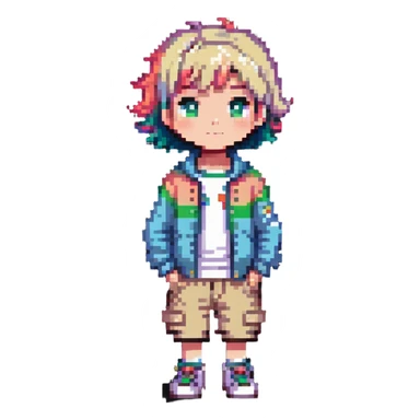 kid with short colorful hair and neutral clothing sticker