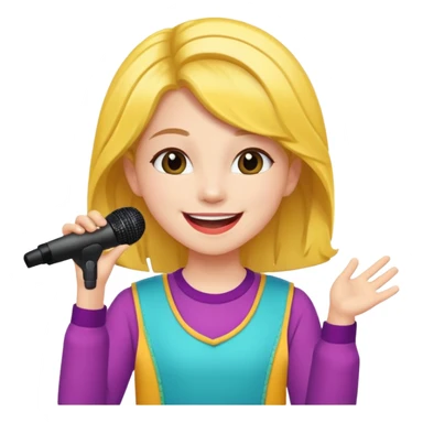 A cheerful teen singer with colorful outfit, performing with big smile.
 sticker