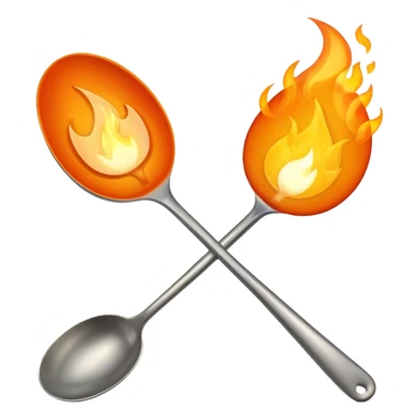 Una cuchara de metal y una llama de fuego por debajo sticker