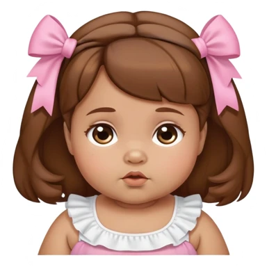 brown hair medium skin tone chubby baby girl with bows on her hair sticker