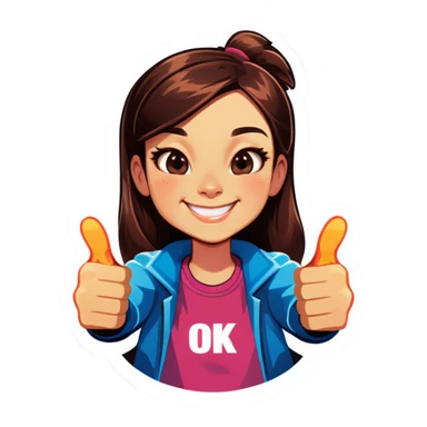 One thumbs up with Text „ ok angie“ sticker