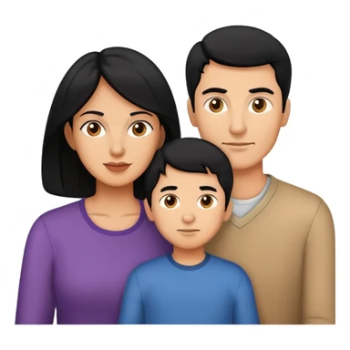 dad, mom and 2 sons, black hair sticker