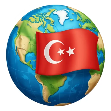 Draw me an emoji of planet Earth with the flag of Turkey on it. sticker