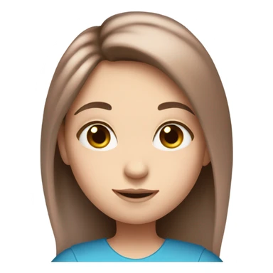 girl with fair skin and long brown hair and blue eyes holding a pink book sticker