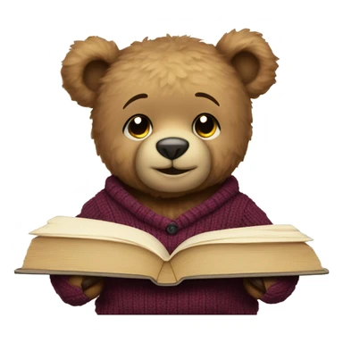 Cute teddy bear with a sweater reading a book  sticker