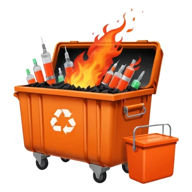 Dumpster fire filled with syringes  sticker