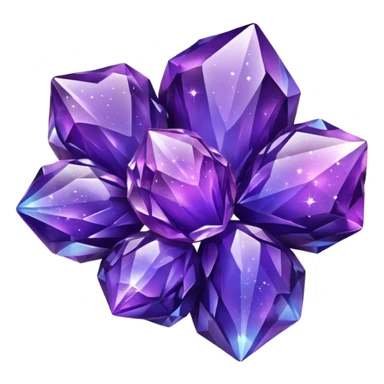 glossy purple glass nebula crystal clusters sticker