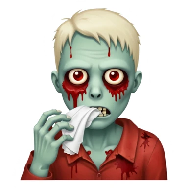 zombie holding tissue to nose sticker