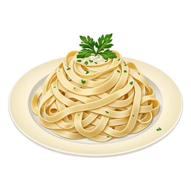 Illustrate creamy fettuccine alfredo pasta on a white plate. sticker