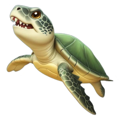 Tortue sur un requin sticker