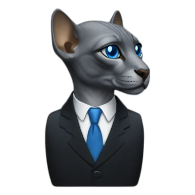sphinx grey can with blue eyes portrait in black suit sticker