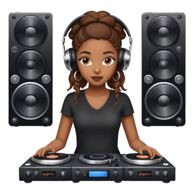 A black women teen dj with turntables  sticker