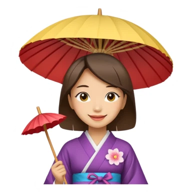 Japanese Princess  with paper umbrella sticker