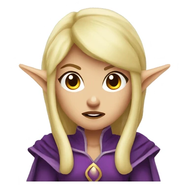Noble female Elf with Elf ears and blonde hair and purple robes Angry angry angry expression sticker