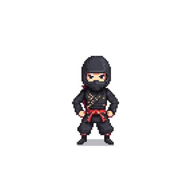 masked ninja with black outfit in combat stance sticker