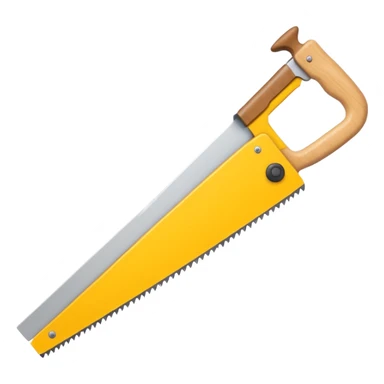 Combine the concept of indecision and a woodworking hand saw. The emoji should clearly show hesitation or uncertainty (e.g. a confused facial expression, or a split decision gesture) integrated with a classic wood saw. Simple, clean emoji style, bold shapes, minimal details sticker