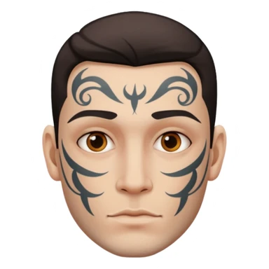 tattoo man, white skintone,tattoos on face, more visible. sticker