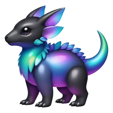  Iridescent gradient black dark fakemon-creature  sticker
