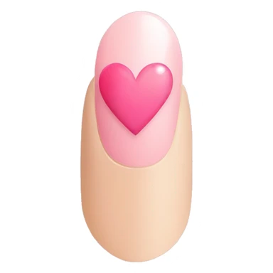 Nails with heart pink and cute sticker