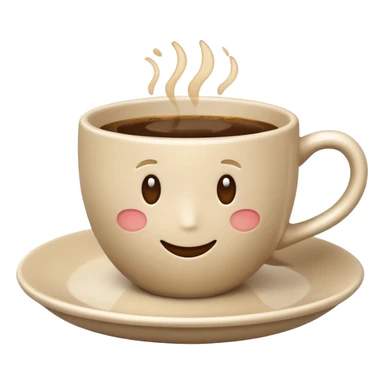 strict minimalist light beige coffee cup on saucer, Apple emoji style, no text sticker